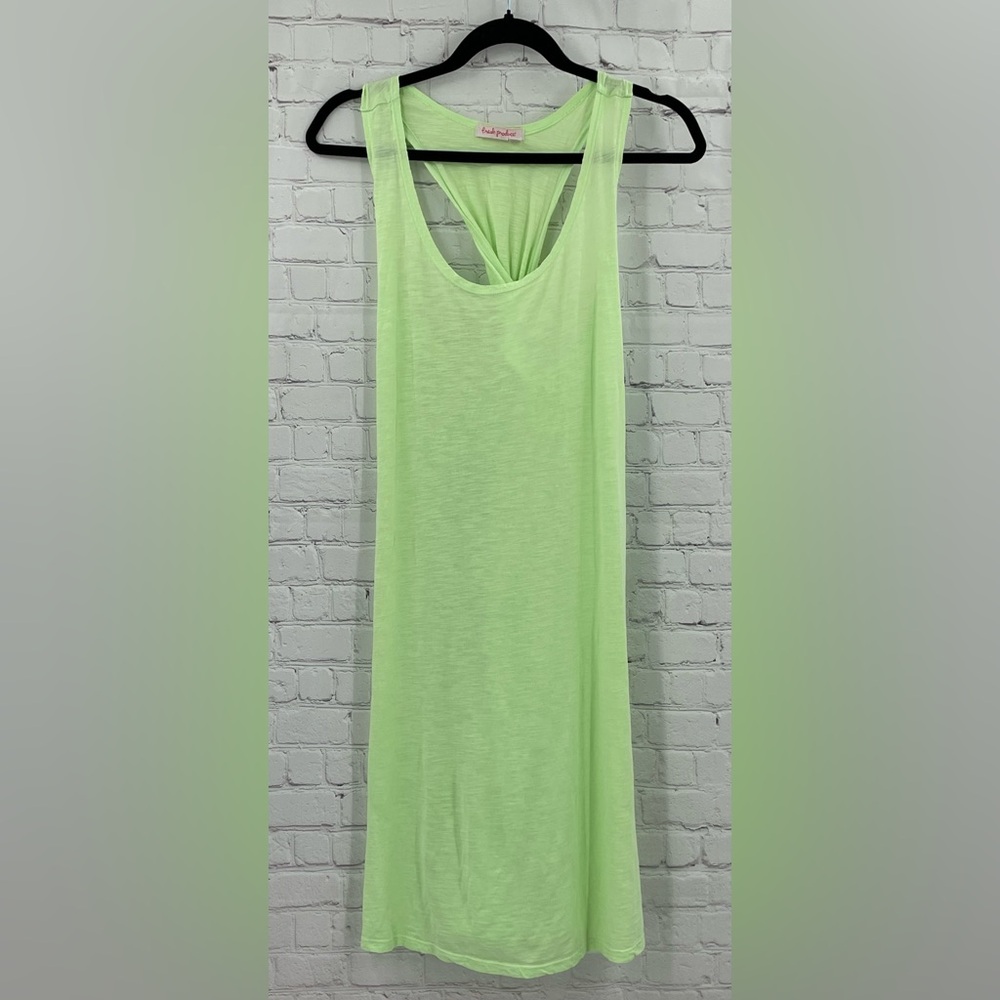 Fresh Produce Knee Length Neon Green Bright Colorful Tank Top Dress Basic Large